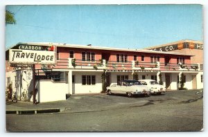 1950s SAN DIEGO CA HARBOR TRAVELODGE PACIFIC HWY US 101 COKE SIGN POSTCARD P2943