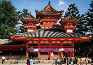 VINTAGE POSTCARD CONTINENTAL SIZE HEIAN TEMPLE SHRINE KYOTO JAPAN