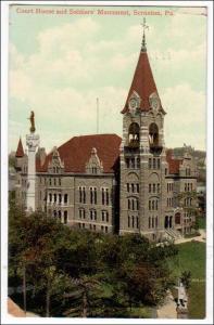 PA - Court House & Soldiers Monument, Scranton  (corner missing)