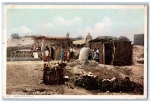 View Of A Mexican Home New Mexico NM Phostint Antique Unposted Postcard