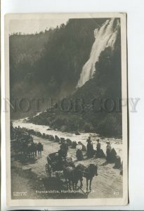 460679 NORWAY Hardanger Espelandsfos waterfall local taxi Vintage photo postcard