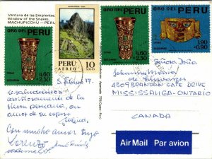 VINTAGE CONTINENTAL SIZE POSTCARD WINDOW OF THE SNAKES MACHUPICCHU PERU 1977