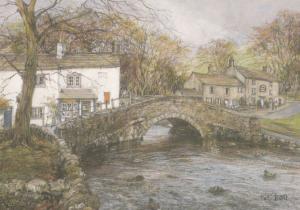 Malham Village Shop Yorkshire Giant Painting Postcard