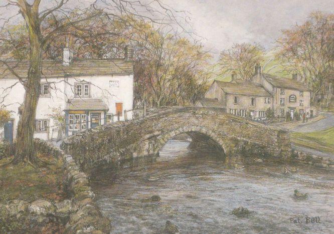 Malham Village Shop Yorkshire Giant Painting Postcard