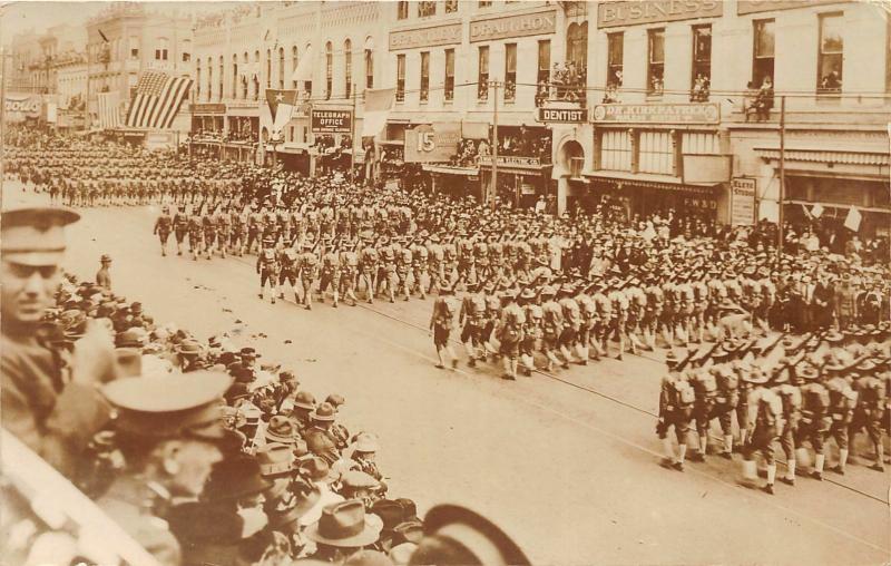 F27/ Ft Worth Texas RPPC Postcard c1915 WWI Troops Parade 1