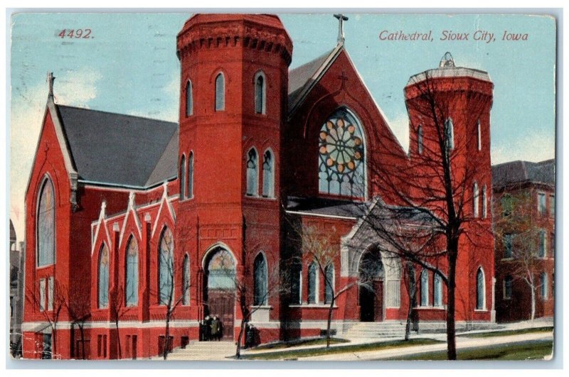 1917 Cathedral Street View Sioux City Iowa IA Posted Antique Postcard