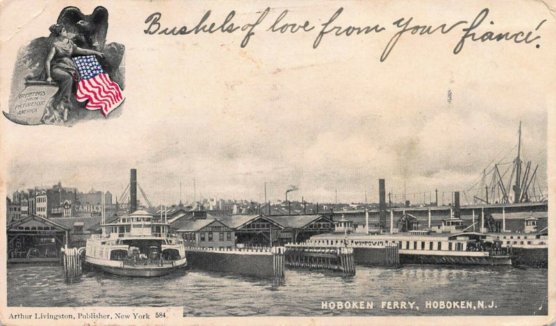 Hoboken Ferry, Hoboken, New Jersey, 1906  Postcard, Used, Arthur Livingston