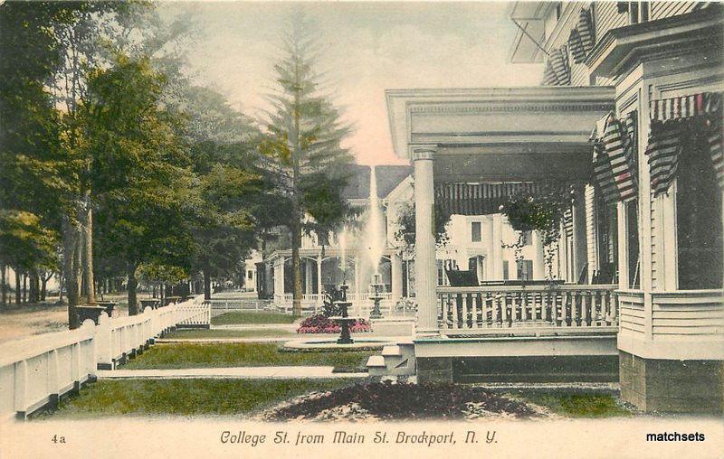 BROCKPORT NEW YORK College  Main Street C-1910 Hand Colored 3668 Dobson
