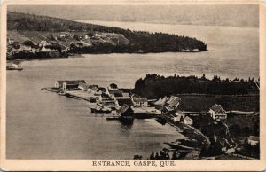 Postcard QC Gaspe Entrance Harbor Aerial View 1930s K30