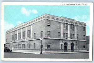 Sidney Nebraska NE Postcard City Auditorium Building Exterior Roadside c1920's