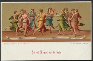 Italy Postcard - Sinceri Auguri Per Le Feste - Danza Delle Muse Di Giulio  U3176