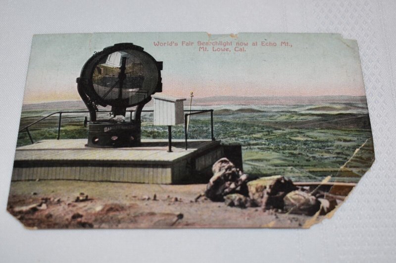 World's Fair Searchlight Now at Echo Mt, Mt Lowe California Postcard