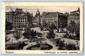 Budapest Hungary Postcard Szabadsag-ter with Irredenta Sculptures 1936