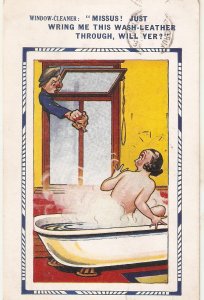 Window Cleaner: Missys! Just wring m.. Bamforth Comic Series postcard No. 3751