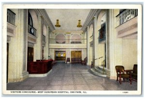 c1930's Visitors Concourse West Suburban Hospital Oak Park Illinois IL Postcard