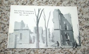 Ruins of City Hall 1908 Fire Chelsea MA Mass Massachusetts Postcard (K9)