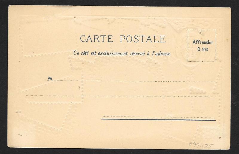 FRANCE Stamps on Postcard Embossed Shield Unused c1905