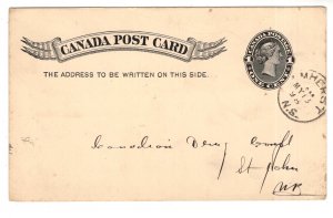 Canada Postal Stationery Postcard, 1 Cent Victoria, Used 1898 Nova Scotia