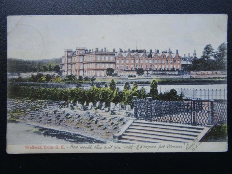 Nottinghamshire WELBECK from South East accross Lake c1905 Postcard by Woolstone