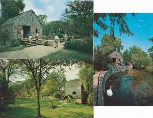(3 cards) Dexter's Grist Mill on Shawame Pond Sandwich MA Cape Cod Massachusetts