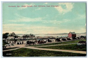 1914 Dress Parade Scene Fort Williams Cape Elizabeth Portland ME Posted Postcard