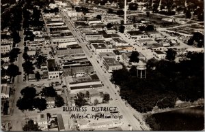 RPPC Business District Aerial Miles City Chamber Montana Real Photo Postcard