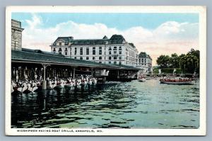 ANNAPOLIS MD MIDSHIPMEN HAVING BOAT DRILLS ANTIQUE POSTCARD