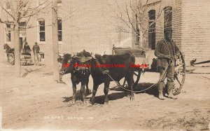 Black Americana, RPPC, Man Smoking Pipe with Oxen Drawn Cart in Berlin Maryland