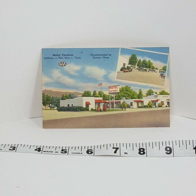 Motel Caravan Anthony New Mexico Texas Vintage Postcard 