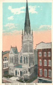 Vintage Postcard Zion's Reformed Church Parish Building Allentown Pennsylvania