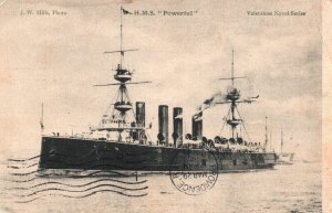 Postcard British Royal Navy HMS Powerful J.W. Mills Photo c.1906