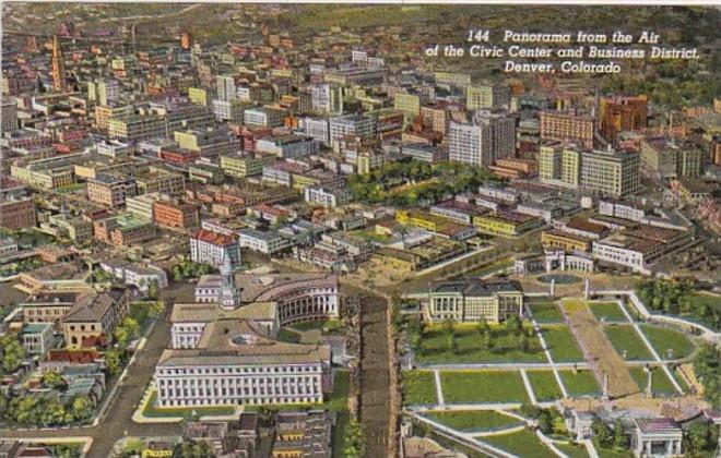 Colorado Denver Panorama From Air Of Civic Center and Business District