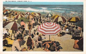 Asbury Park New Jersey Beach Scene Vintage Postcard AA18940