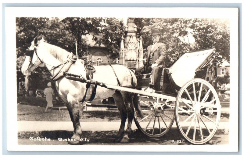 Quebec City Quebec Canada Postcard Caleche Horse Carriage c1950's RPPC Photo