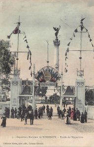 BORDEAUX FRANCE MARITIME EXPOSITION ENTRANCE POSTER STAMP POSTCARD 1907 !!