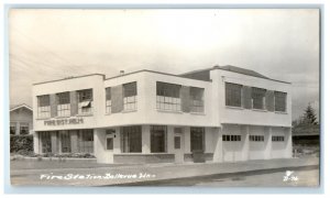 c1940's Fire Station Building Bellevue Washington WA RPPC Photo Vintage Postcard