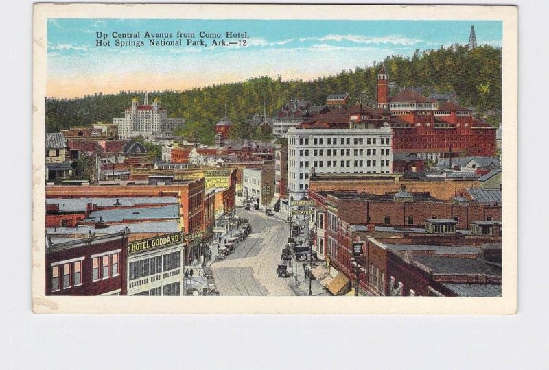 ANTIQUE POSTCARD NATIONAL STATE PARK HOT SPRINGS UP CENTRAL AVE FROM COMO HOTEL