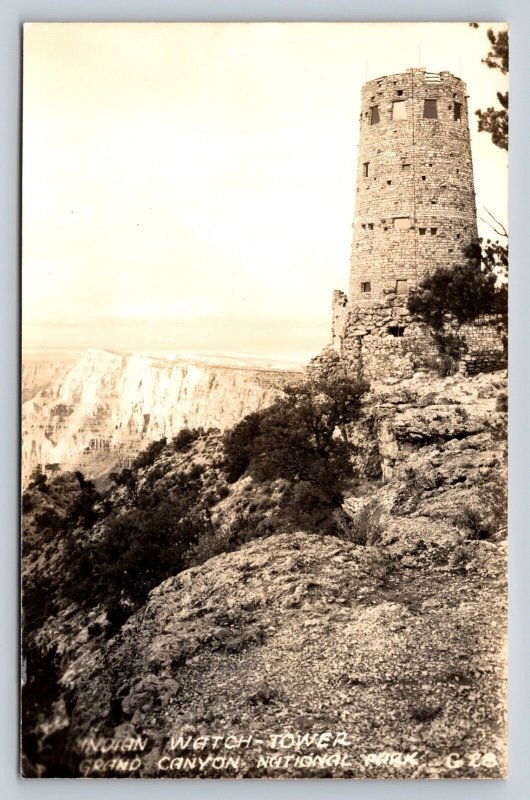 RPPC Indian Watch Tower Grand Canyon Nat'l Park EKC 1940-1950 VTG Postcard 1295