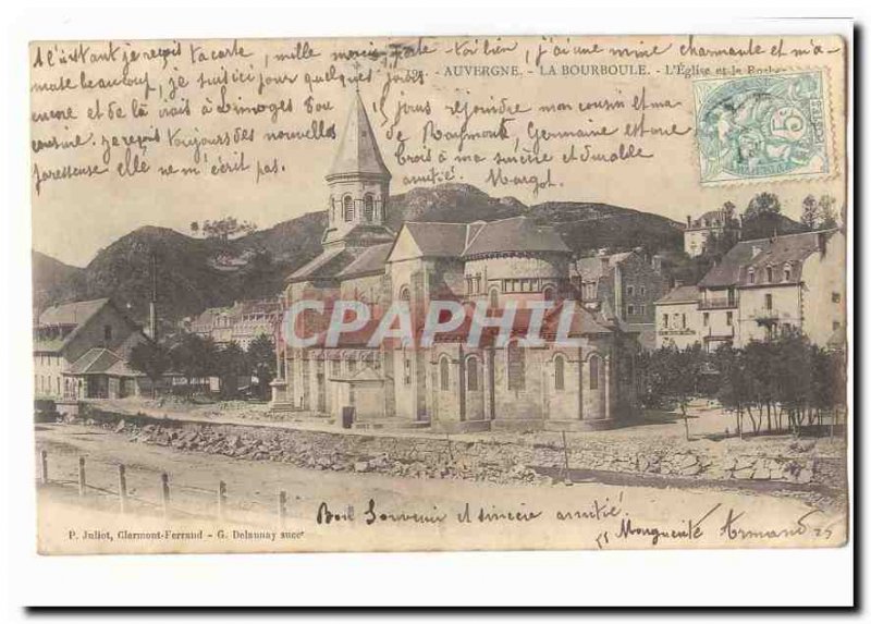 Auvergne Old Postcard La Bourboule L & # 39eglise and the rock