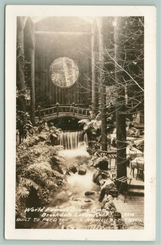 Brookdale California~Lodge Dining Room~Built for Soul & Body~1940s RPPC 