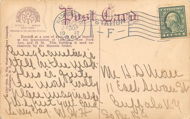 New Masonic Temple Washington, DC USA 1912 