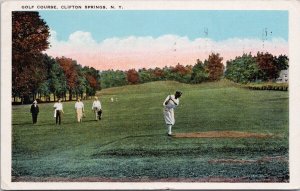Clifton Springs NY Golf Course Golfers c1943 Postcard H26