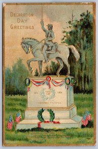 K51/ Patriotic Postcard c1910 Decoration Day Greetings Monument 394