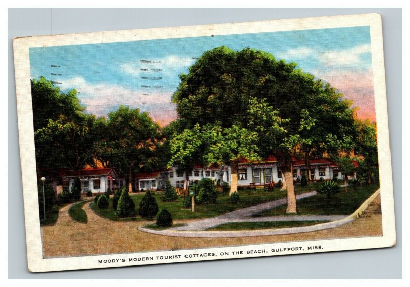 Vintage Mid Century Postcard Moody's Modern Cottages Gulfport MS POSTED