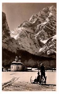 Germany  St. .Bartholoma in winter, people on snow sled, skiing