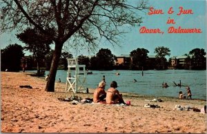 Dover Delaware Silver Lake Recreation Beach Goers Postcard
