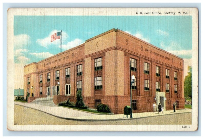 c1930's U.S Post Office Building Beckley West Virginia WV Vintage Postcard