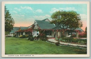 Norfolk Virginia~Country Club~Man on Front Porch~Flowers Along Path~1920s  