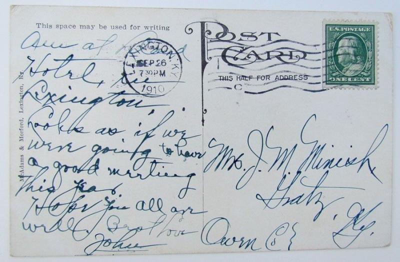 VINTAGE 1910 POSTCARD O. & C. STATION LEXINGTON KY  train railway station