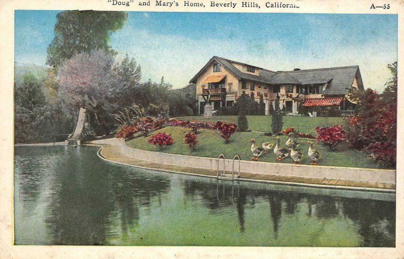 Pickfair Mary Pickford Doug Fairbanks Beverly Hills Home c1920s Vintage Postcard